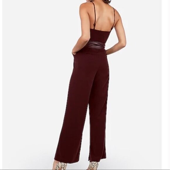 Burgundy Romper w Belt & Pockets by Express x Negin Mirsalehi - Picture 7 of 9